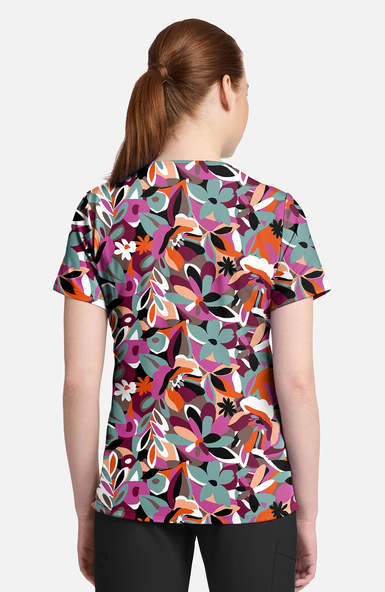 Women's Cut Flowers Print Scrub  Top, , large