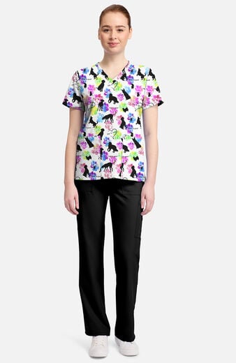 Women's Dog Is Love Print Scrub Top Women's Dog Is Love Print Scrub Top