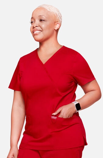 Women's Shaped 3-Pocket Mock Wrap Scrub Top Women's Shaped 3-Pocket Mock Wrap Scrub Top