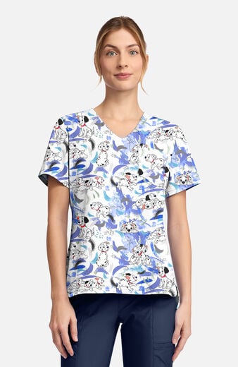 Women's Puppy Splash Print Scrub Top Women's Puppy Splash Print Scrub Top