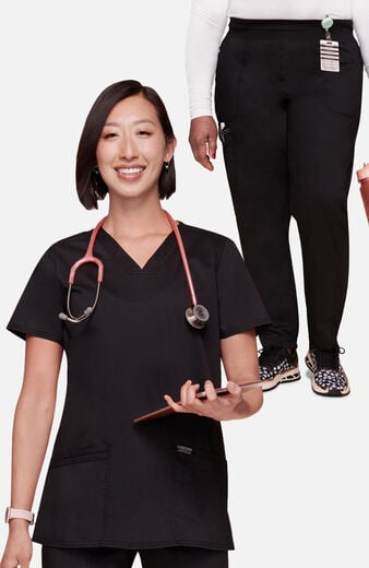 Women's Scrub Set: 3-Pocket V-Neck Stretch Top & Jogger Pant Women's Scrub Set: 3-Pocket V-Neck Stretch Top & Jogger Pant