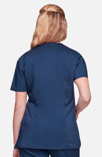 Women's Scrub Set: Shaped 3-Pocket Mock Wrap Top & Drawstring Flare Pant Women's Scrub Set: Shaped 3-Pocket Mock Wrap Top & Drawstring Flare Pant