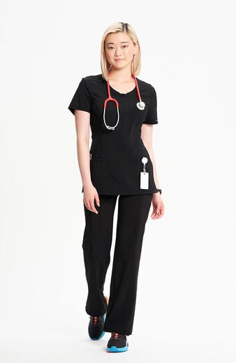 Women's Split Round Neck Solid Scrub Top Women's Split Round Neck Solid Scrub Top