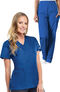Women's Snap Front Solid Scrub Top & Elastic Waistband Cargo Sc, , large