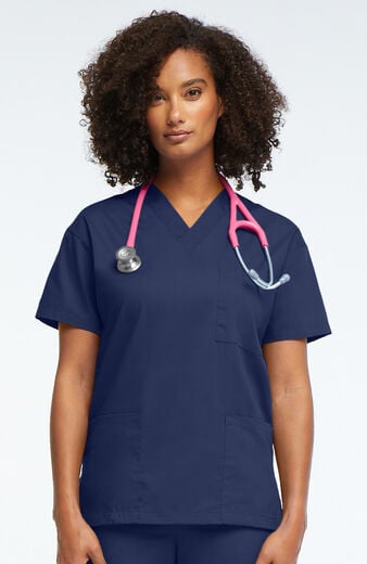 Women's V-Neck 3 Pocket Solid Scrub Top Women's V-Neck 3 Pocket Solid Scrub Top