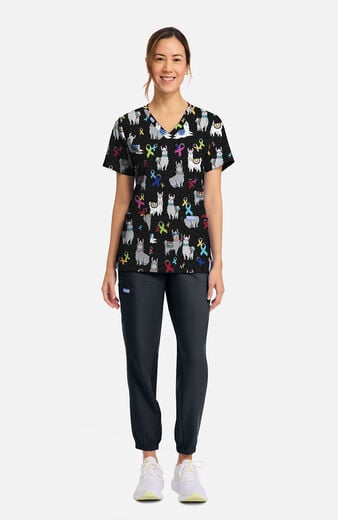 Women's Llama Be Aware Print Scrub Top Women's Llama Be Aware Print Scrub Top
