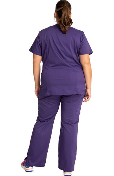 Women's Scrub Set: V-Neck Solid Top & Drawstring Flare Pant, , large