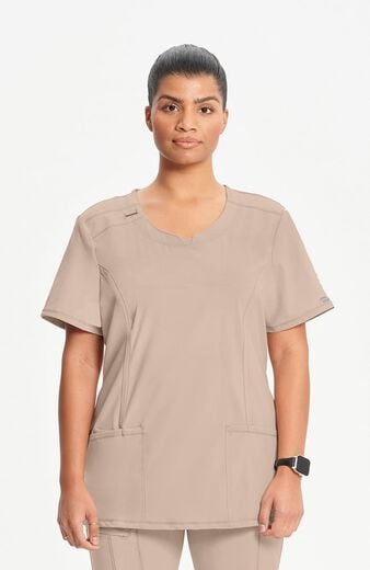 Women's Split Round Neck Solid Scrub Top Women's Split Round Neck Solid Scrub Top