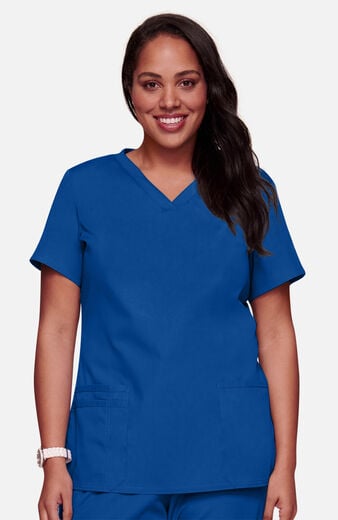 Women's Knit V-Neck Solid Scrub Top Women's Knit V-Neck Solid Scrub Top