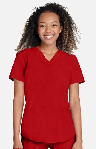 Women's 4-Pocket Shirttail V-Neck Scrub Top Women's 4-Pocket Shirttail V-Neck Scrub Top