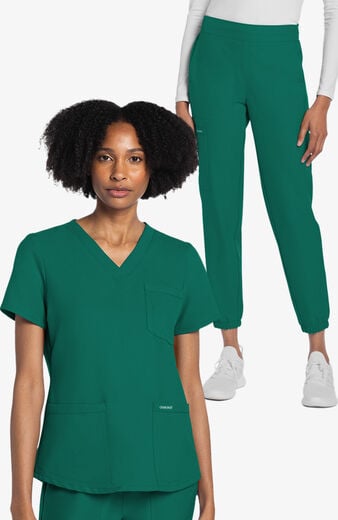 Women's Scrub Set: 3-Pocket V-Neck Shirttail Top & 5-Pocket Cargo Jogger Pant Women's Scrub Set: 3-Pocket V-Neck Shirttail Top & 5-Pocket Cargo Jogger Pant