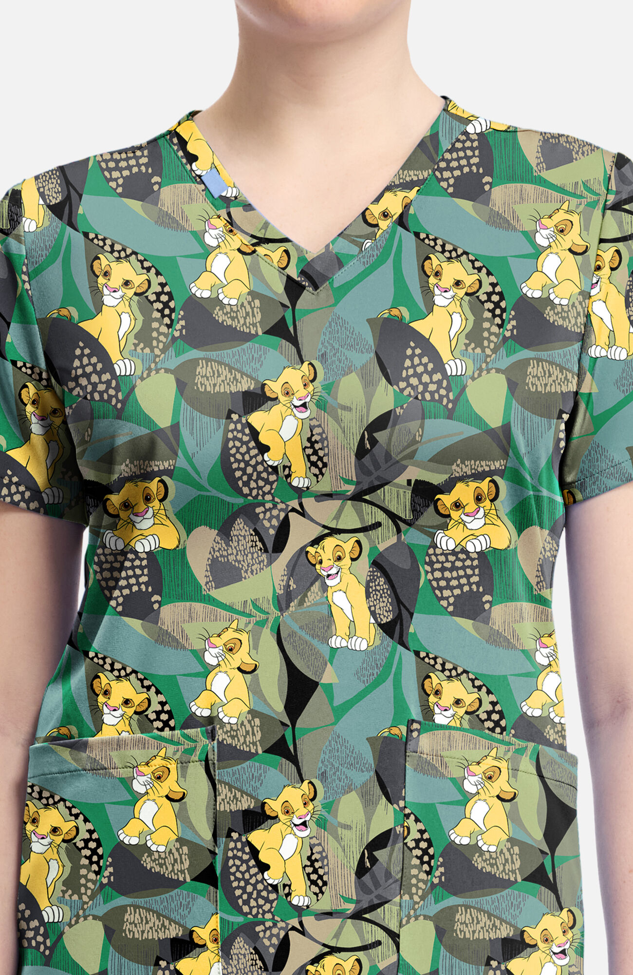 Women's Lion King Tropical Roar Print Scrub Top, , large