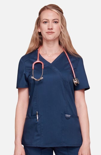 Women's Shaped 3-Pocket Mock Wrap Scrub Top Women's Shaped 3-Pocket Mock Wrap Scrub Top