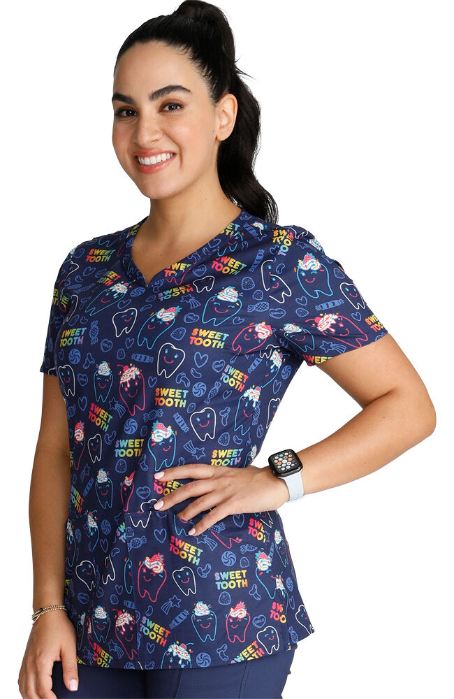 Dental print scrub tops hot sale