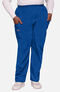 Women's Scrub Set: Snap Front Solid Top & Elastic Waistband Cargo Pant, , large