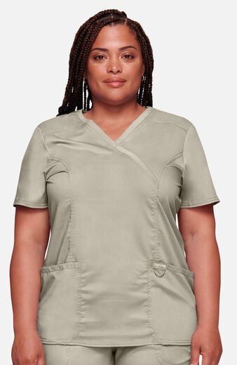 Women's Shaped 3-Pocket Mock Wrap Scrub Top Women's Shaped 3-Pocket Mock Wrap Scrub Top