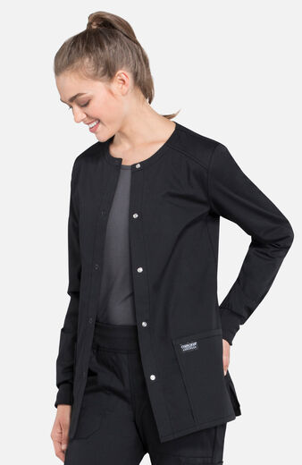 Women's Snap Front Warm-Up Solid Scrub Jacket Women's Snap Front Warm-Up Solid Scrub Jacket