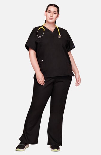 Women's Scrub Set: V-Neck Top & Flare Leg Drawstring Pant Women's Scrub Set: V-Neck Top & Flare Leg Drawstring Pant