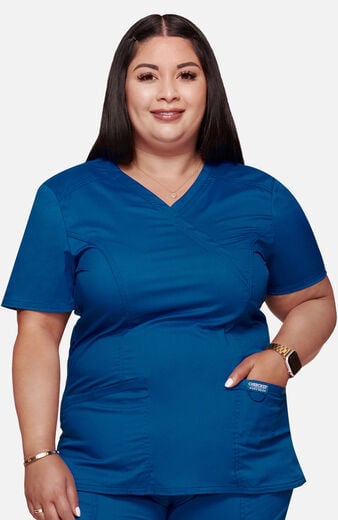Women's Shaped 3-Pocket Mock Wrap Scrub Top Women's Shaped 3-Pocket Mock Wrap Scrub Top