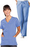 Women's Snap Front 2-Pocket Solid Scrub Top & Natural Rise Flare Leg Scrub Pant Set, , large
