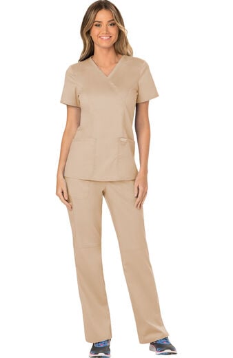 Women's Scrub Set: Shaped 3-Pocket Mock Wrap Top & Elastic Waist Cargo Pocket Pant Women's Scrub Set: Shaped 3-Pocket Mock Wrap Top & Elastic Waist Cargo Pocket Pant