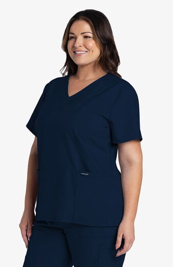 Women's Scrub Set: Rounded V-Neck Top & Pull-On Slim Leg Cargo Pant Women's Scrub Set: Rounded V-Neck Top & Pull-On Slim Leg Cargo Pant