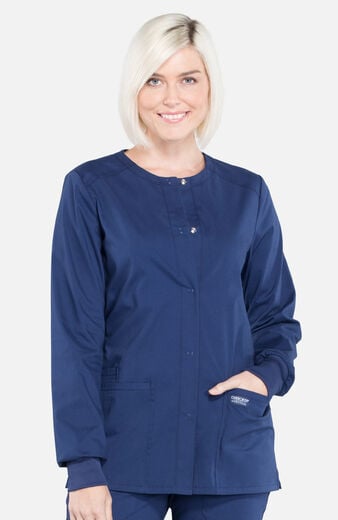 Women's Snap Front Warm-Up Solid Scrub Jacket Women's Snap Front Warm-Up Solid Scrub Jacket