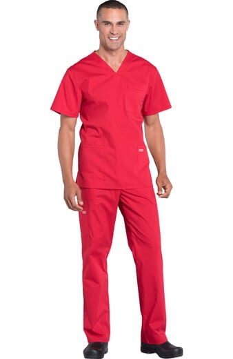 Men's Scrub Set: Utility 4-Pocket V-Neck Top & Zip Fly Drawstring Pant Men's Scrub Set: Utility 4-Pocket V-Neck Top & Zip Fly Drawstring Pant