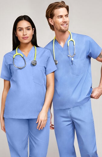 Unisex Chest Pocket V-Neck Scrub Top Unisex Chest Pocket V-Neck Scrub Top