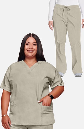 Women's Scrub Set: V-Neck Top & Flare Leg Drawstring Pant Women's Scrub Set: V-Neck Top & Flare Leg Drawstring Pant