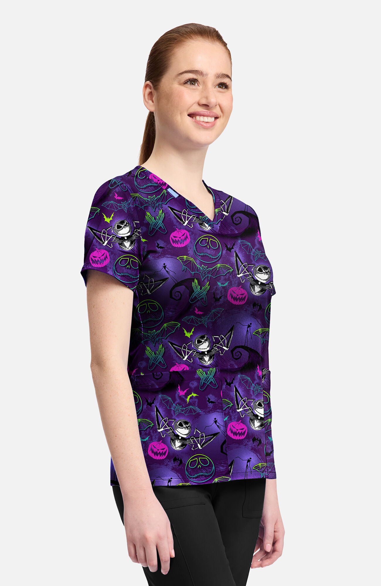 Women's Ghost-Like Charm Print Scrub Top, , large