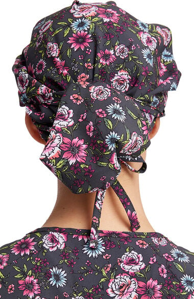 Clearance Women's Romantic Garden Print Bouffant Scrub Hat, , large