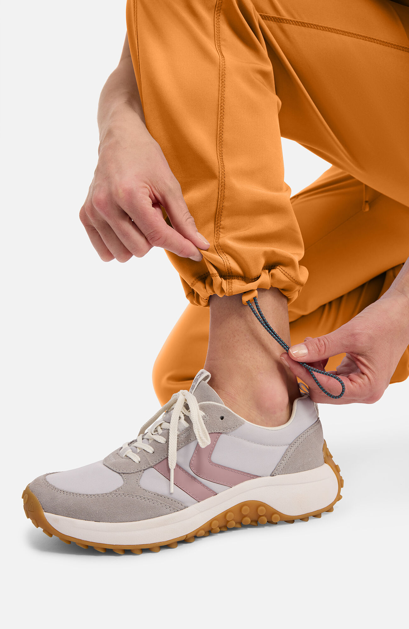 Women's Rib-Knit Drawstring Waist Scrub Pant, OSU Orange Sunrise | orange, large