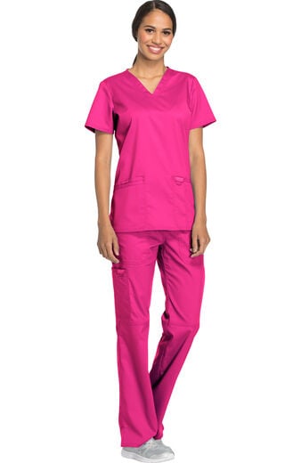 Women's Scrub Set: 3-Pocket V-Neck Stretch Top & Drawstring Flare Pant Women's Scrub Set: 3-Pocket V-Neck Stretch Top & Drawstring Flare Pant