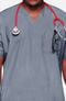 Unisex V-Neck 1 Pocket Solid Scrub Top, , large