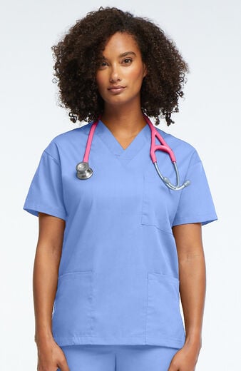 Women's V-Neck 3 Pocket Solid Scrub Top Women's V-Neck 3 Pocket Solid Scrub Top
