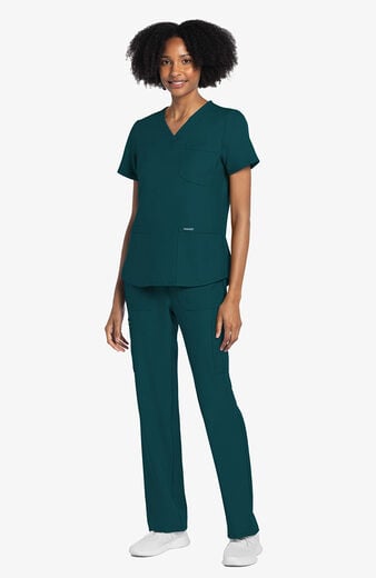 Women's Scrub Set: 3-Pocket V-Neck Shirttail Top & Drawstring Cargo Straight Leg Pant Women's Scrub Set: 3-Pocket V-Neck Shirttail Top & Drawstring Cargo Straight Leg Pant