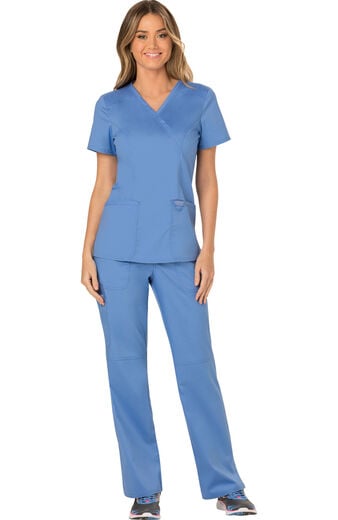 Women's Scrub Set: Shaped 3-Pocket Mock Wrap Top & Elastic Waist Cargo Pocket Pant Women's Scrub Set: Shaped 3-Pocket Mock Wrap Top & Elastic Waist Cargo Pocket Pant
