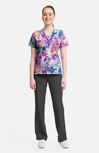 Women's Botanical Tie Dye Print Scrub Top Women's Botanical Tie Dye Print Scrub Top