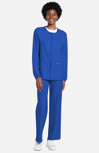 Unisex Snap-Front Crew Neck Scrub Jacket Unisex Snap-Front Crew Neck Scrub Jacket