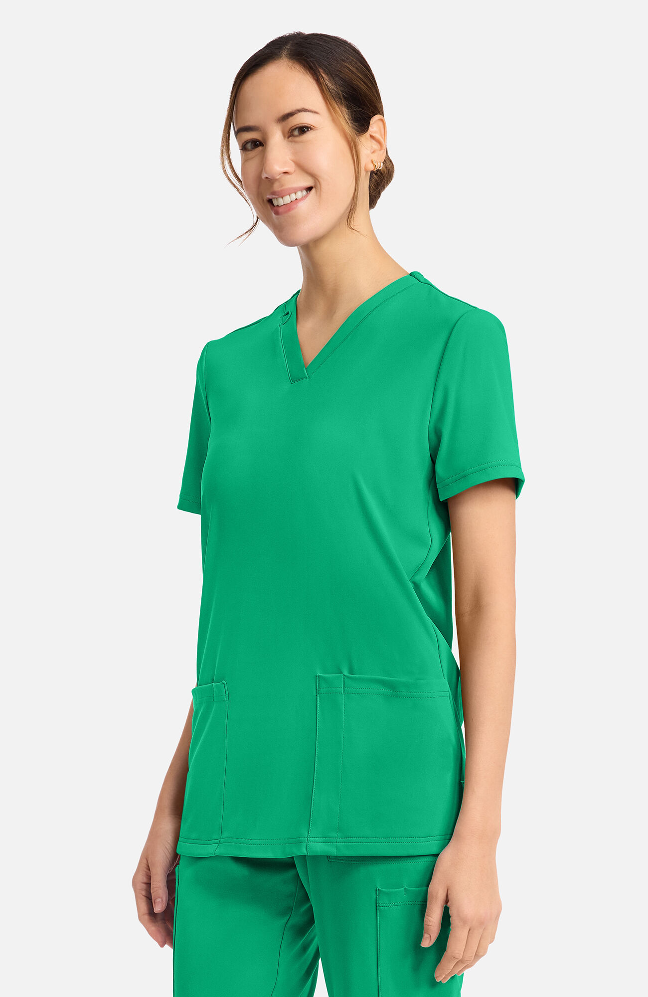 Women's 2-Pocket V-Neck Scrub Top, GAP Green Apple | green, large
