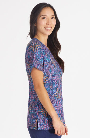 Women's One In A Medallion Print Scrub Top, , large