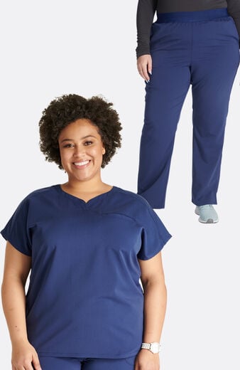 Women's Scrub Set: V-Neck Top & Mid-Rise Pant Women's Scrub Set: V-Neck Top & Mid-Rise Pant