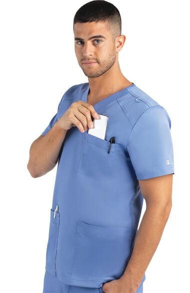 Men's Basic Multi-Pocket Solid Scrub Top, , large