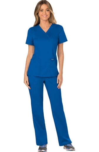 Women's Scrub Set: Shaped 3-Pocket Mock Wrap Top & Elastic Waist Cargo Pocket Pant Women's Scrub Set: Shaped 3-Pocket Mock Wrap Top & Elastic Waist Cargo Pocket Pant