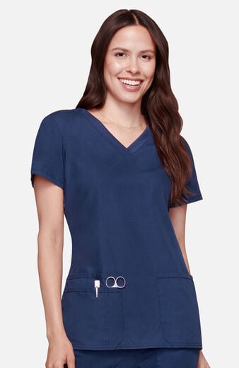 Women's Knit V-Neck Solid Scrub Top Women's Knit V-Neck Solid Scrub Top