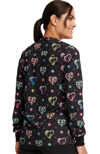 Clearance Women's Snap Front Care Flor-All Print Scrub Jacket