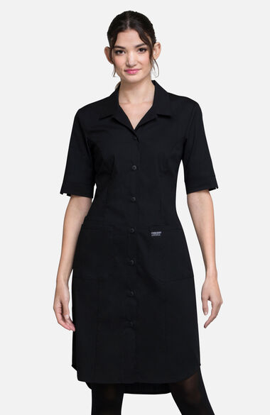 Clearance Professionals by Cherokee Workwear Women's Button Front Solid  Scrub Dress