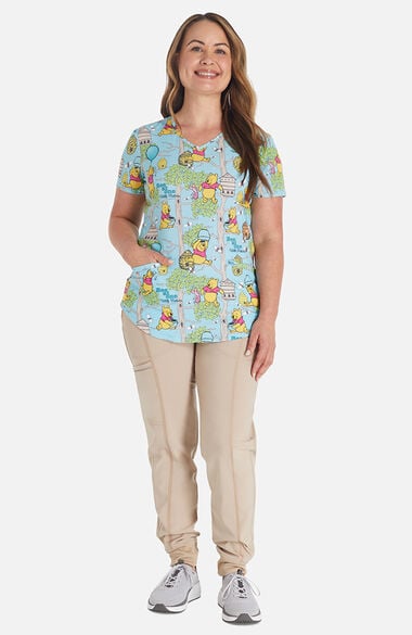 Women's Bee At One Print Scrub Top, , large