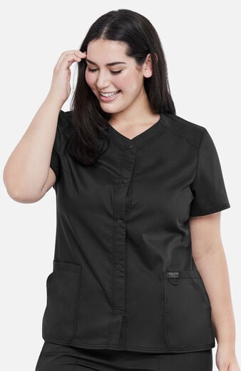 Women's Snap Front Solid Scrub Top Women's Snap Front Solid Scrub Top